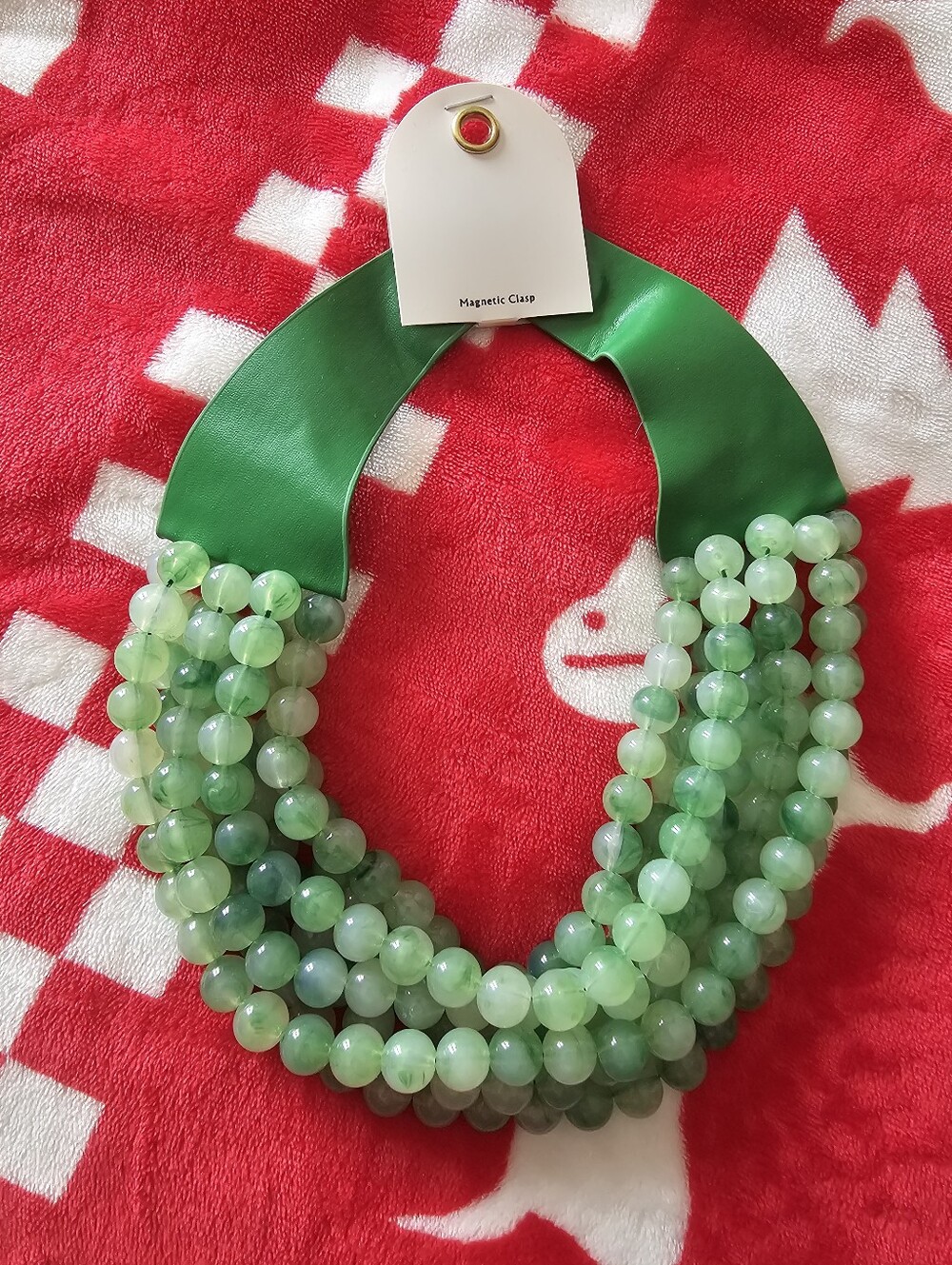 Green Beaded Multi-Strand Necklace - Unbranded Magnetic Closure